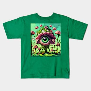 watercolor Saint Patrick's Day One eyed moss mushrooms Kids T-Shirt